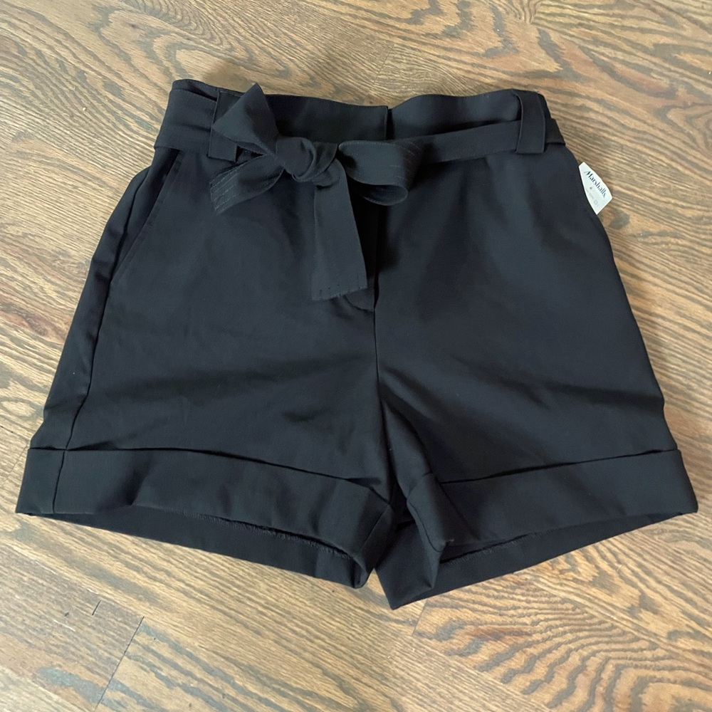 Women's Black Tie-Waist Shorts